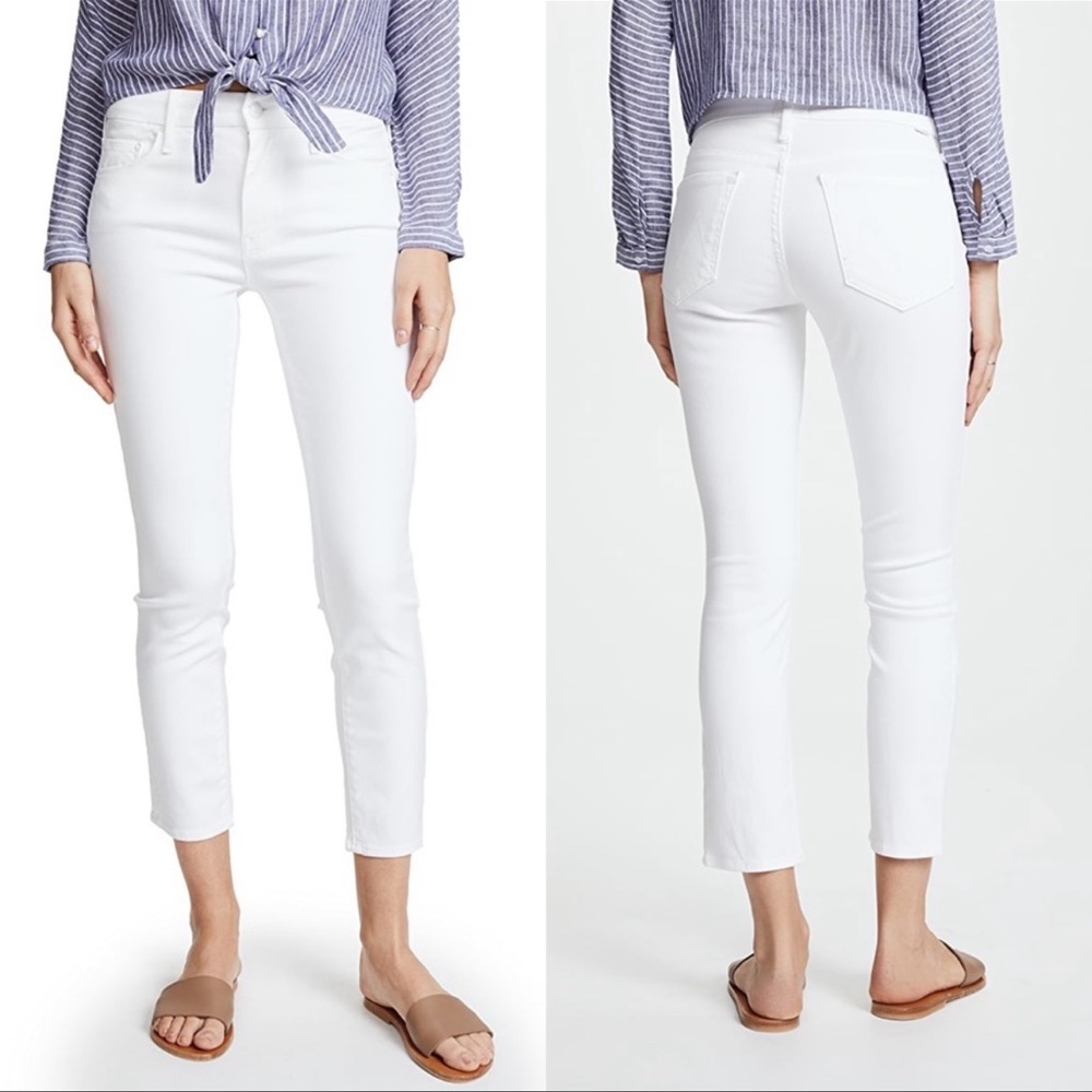 MOTHER The Looker White Crop Denim